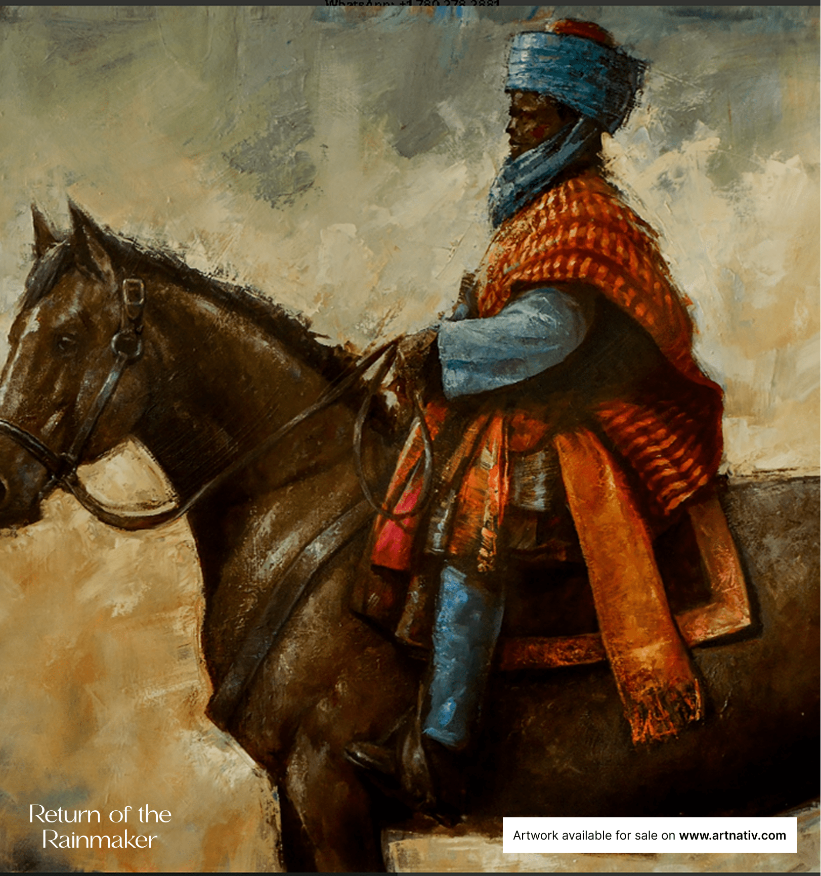 African artwork named "Rainmaker" Return of the Rainmaker honours the rainmaker as a symbol of hope and renewal.Suitable for home décor, interior styling, gifting, personal expression, milestone moments, office spaces, cultural appreciation, and building lasting art collections.