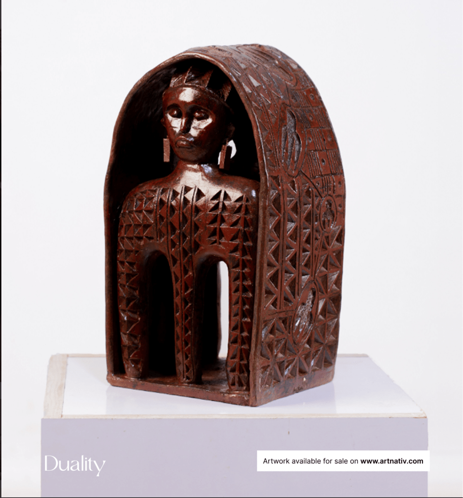 African Art Sculpture named Duality reimagine the Africa comb as a symbol of balance and identity featuring male and female faces on opposite sides suitable for home décor, interior styling, gifting, personal expression, milestone moments, office spaces, cultural appreciation, and building lasting art collections.