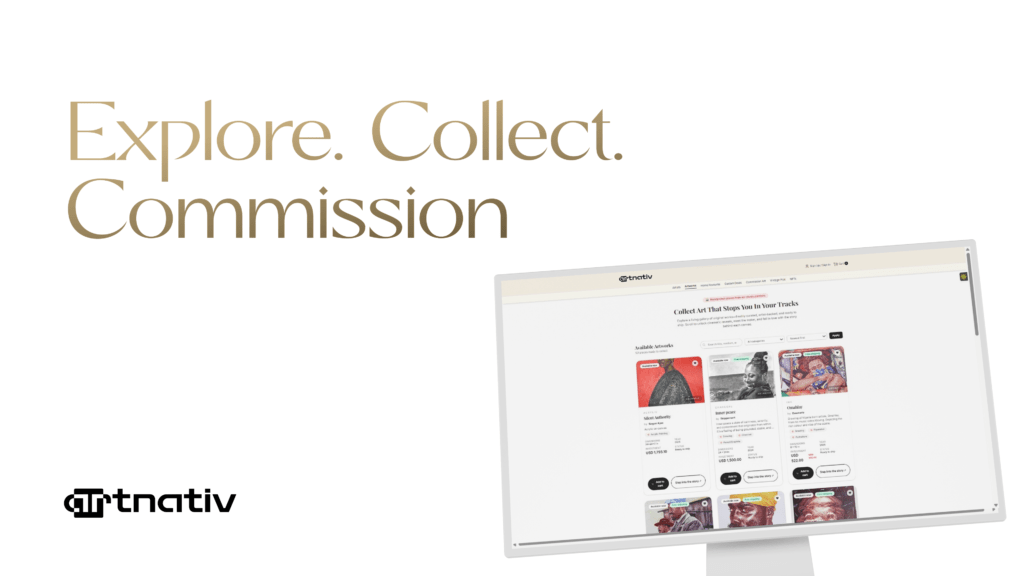 A screen showing an online platform for discovering, buying, and collecting original artwork for home décor, gifting, and personal spaces.
