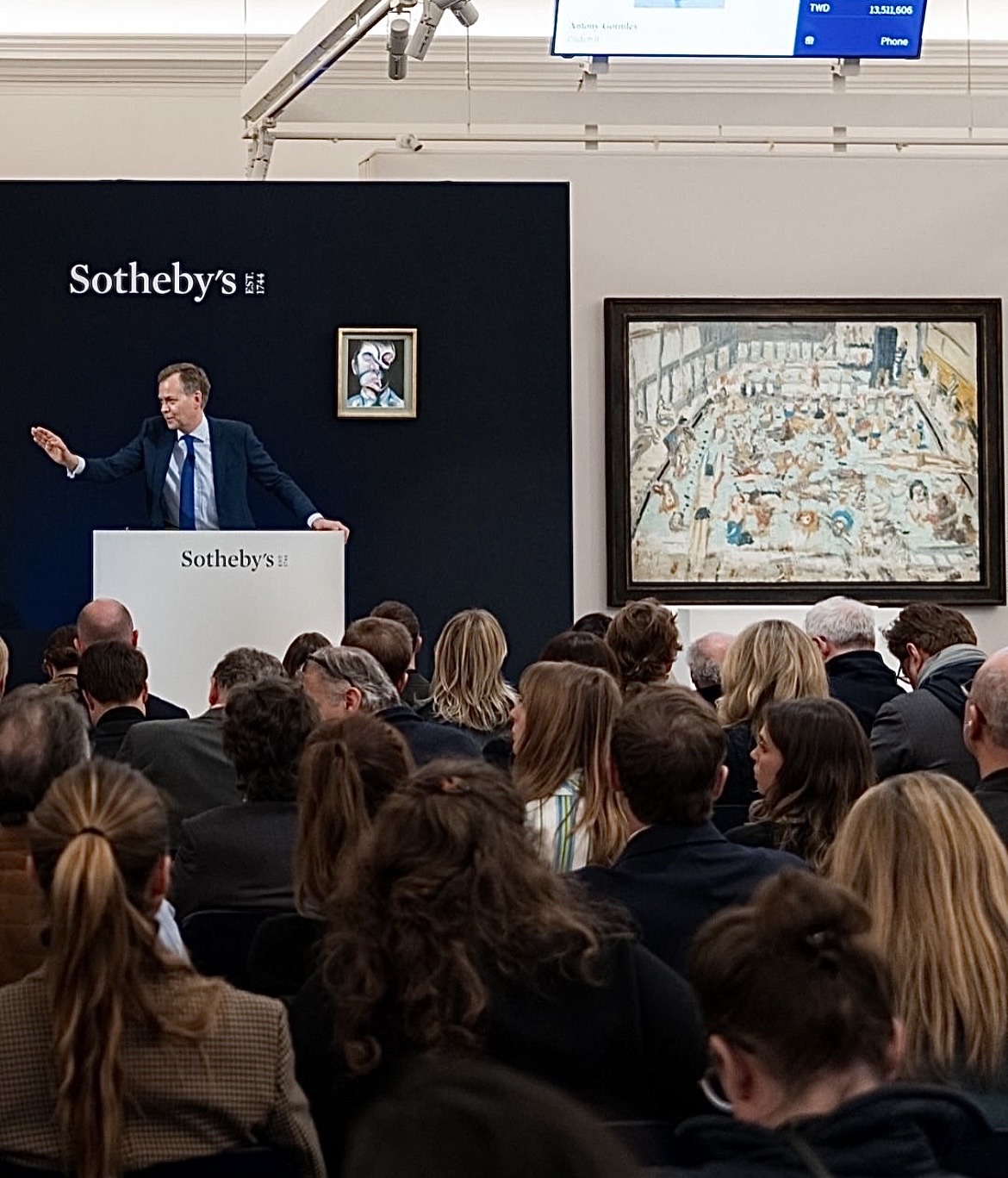  Sotheby’s London evening sale March 2026 packed auction room with 300 bidders